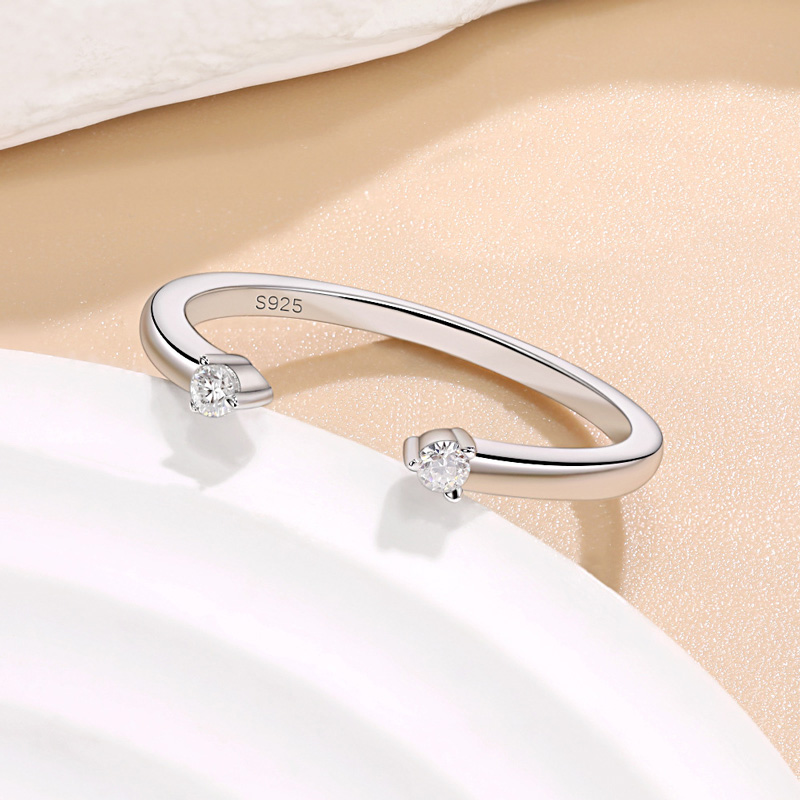 Sotiya Twin Star Round Cut Moissanite Women's Wedding Ring Sterling Silver-Sotiya