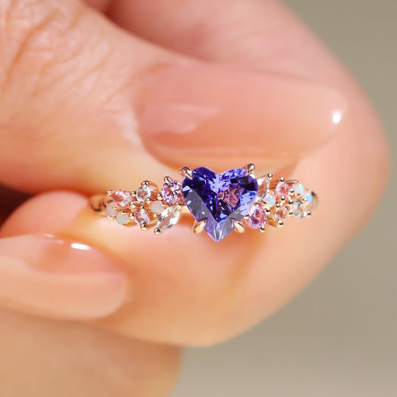 Sotiya Twisted Band Heart Cut Cluster Engagement Ring Sterling Silver-Sotiya