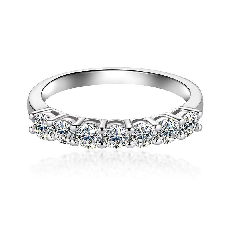 Sotiya Round Cut Moissanite Anniversary Ring Sterling Silver-Sotiya