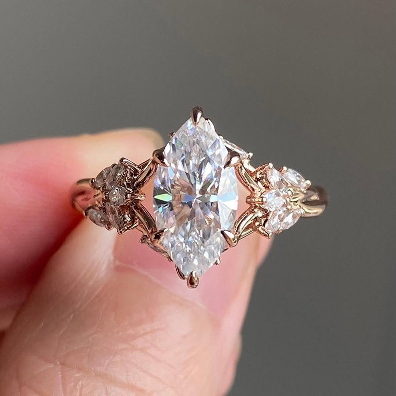 Sotiya Vintage Marquise Cut Vine Cluster Engagement Ring Sterling Silver-Sotiya