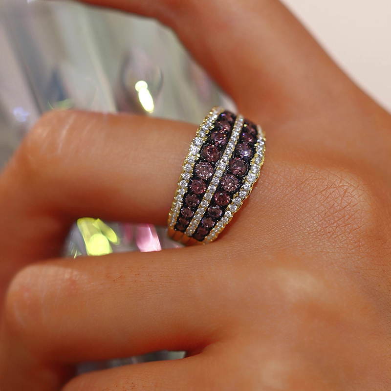 Sotiya Multirow Coffee Women's Wedding Ring Sterling Silver