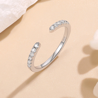 Sotiya Modern Open Round Cut Moissanite Women's Wedding Ring Sterling Silver-Sotiya