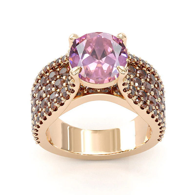 Sotiya Sidestones Round Cut Coffee Engagement Ring Sterling Silver