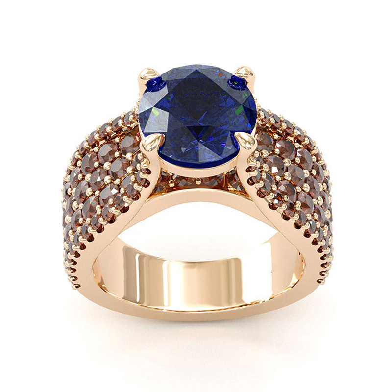 Sotiya Sidestones Round Cut Coffee Engagement Ring Sterling Silver