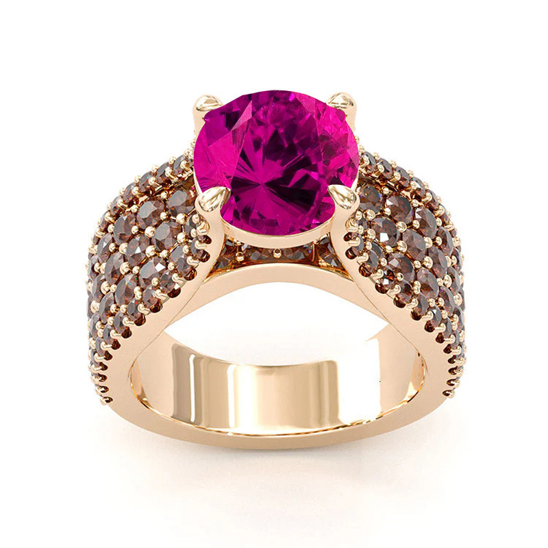 Sotiya Sidestones Round Cut Coffee Engagement Ring Sterling Silver