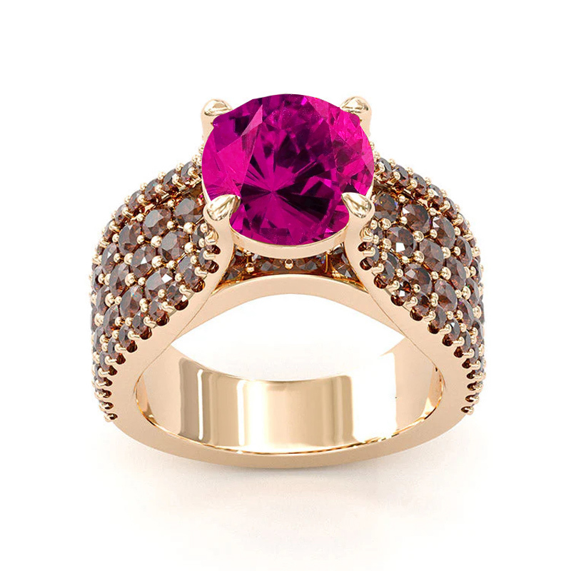 Sotiya Sidestones Round Cut Coffee Engagement Ring Sterling Silver