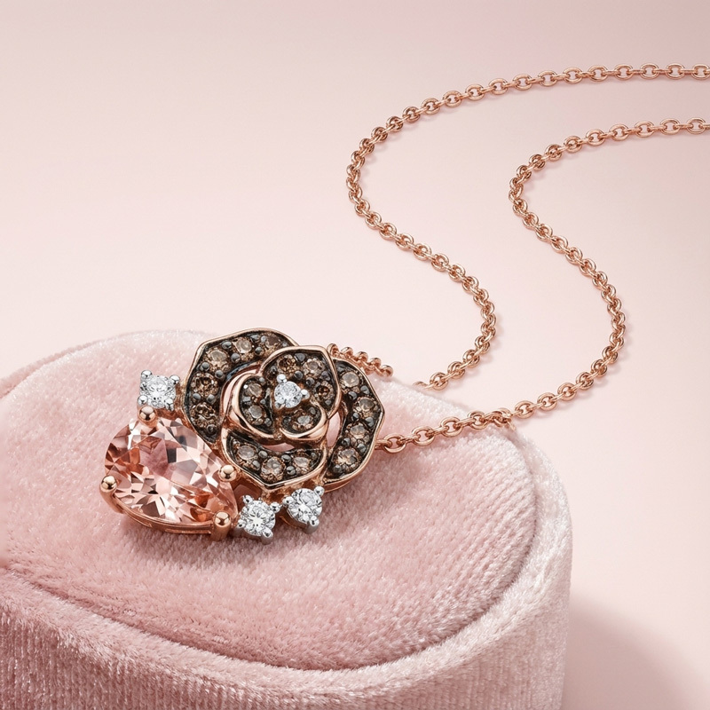 Sotiya Rose Synthetic Morganite Pear Cut Necklace Sterling Silver-Sotiya
