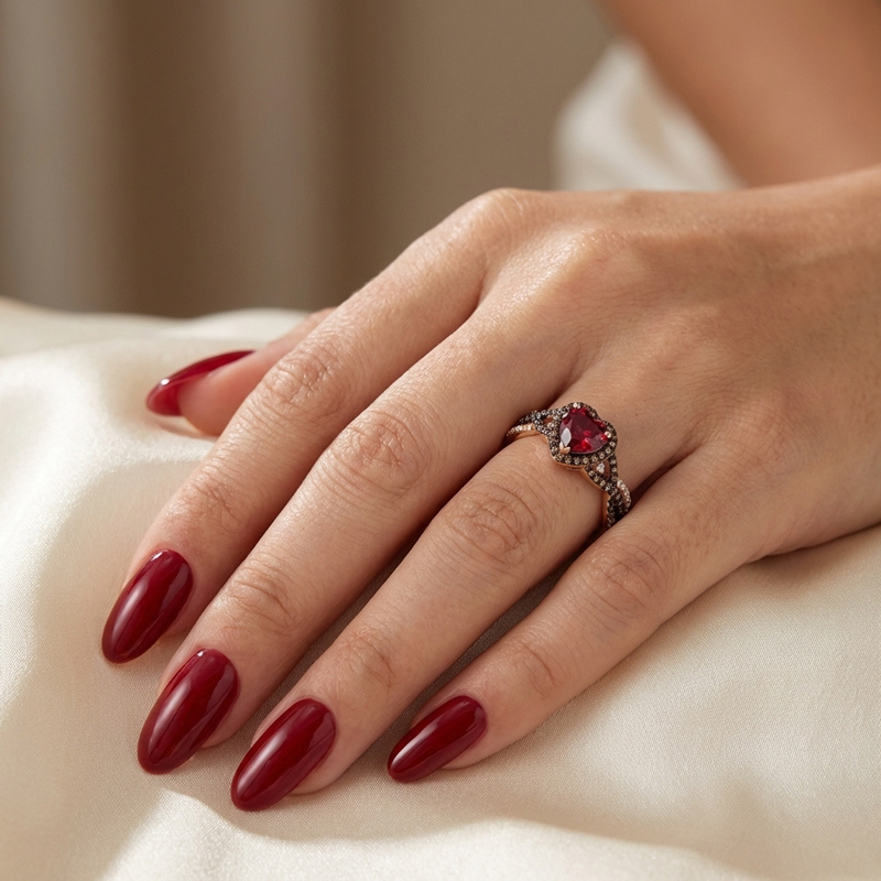 Sotiya Halo Heart Cut Coffee Twist Shank Engagement Ring Sterling Silver-Sotiya