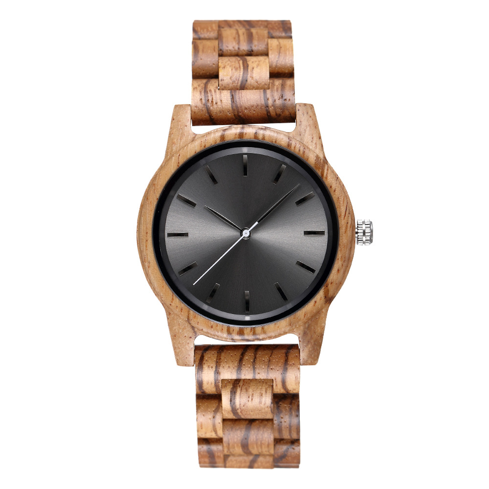 Sotiya Grey/Black Dial Quartz Coffee Wooden Watch-Sotiya