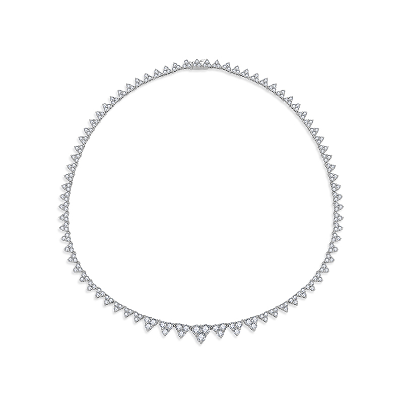 Sotiya Triangle Design Round Cut Moissanite Necklace Sterling Silver-Sotiya