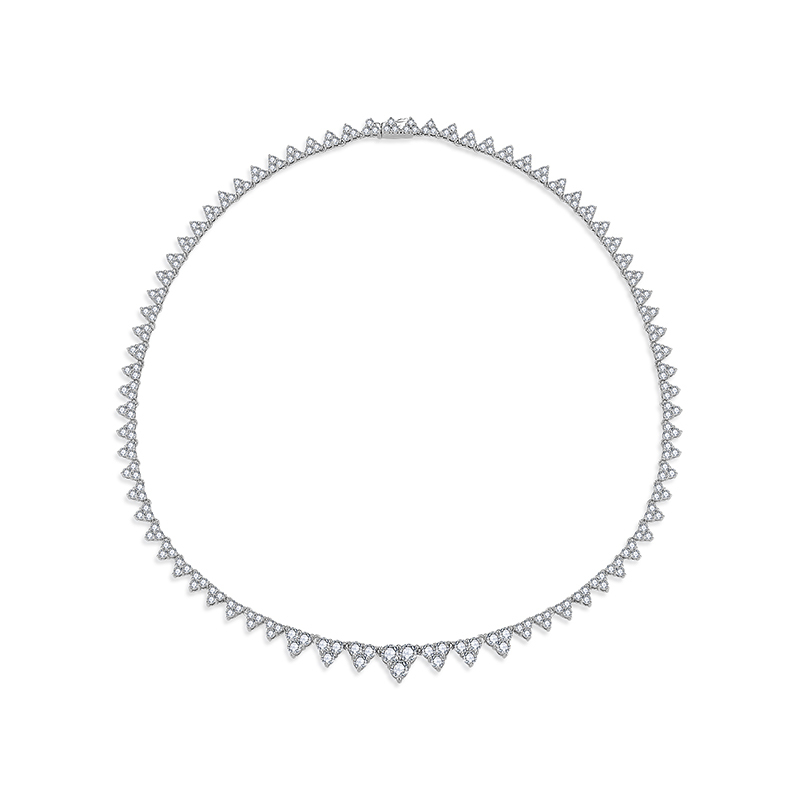 Sotiya Triangle Design Round Cut Moissanite Necklace Sterling Silver-Sotiya