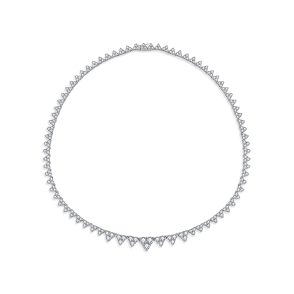Sotiya Triangle Design Round Cut Moissanite Necklace Sterling Silver-Sotiya