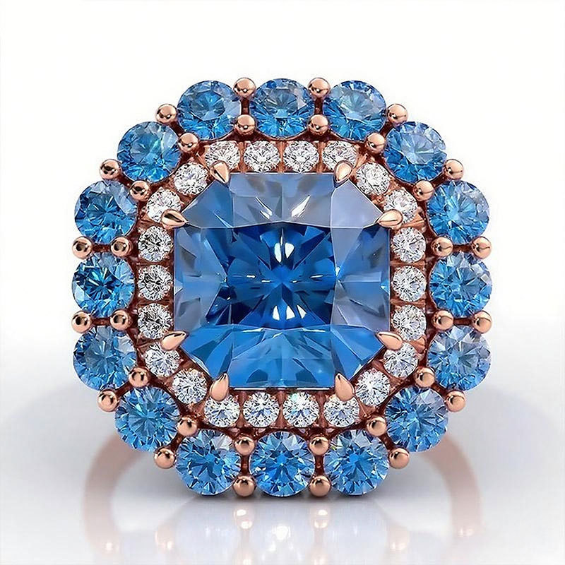 Sotiya Cathedral Double Halo Amethyst Purple Asscher Cut Engagement Ring Sterling Silver-Sotiya