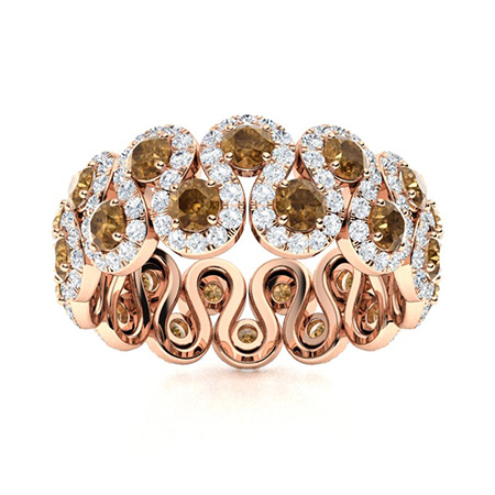 Sotiya S-shaped Round Cut Coffee Eternity Ring Sterling Silver-Sotiya