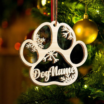 Sotiya Custom Wooden Pet Paw Name Tag Personalized Christmas Tree Ornament Gift for Dog-Sotiya