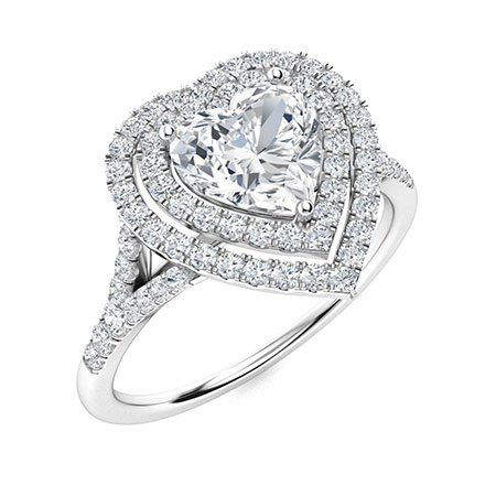 Sotiya Customizable 12 Birthstone Double Halo Heart Cut Engagement Ring Sterling Silver