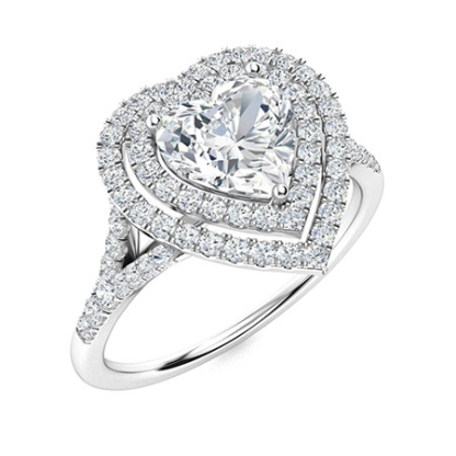 Sotiya Customizable 12 Birthstone Double Halo Heart Cut Engagement Ring Sterling Silver