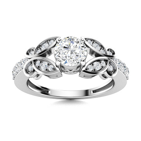 Sotiya Customizable 12 Birthstone Butterfly Round Cut Engagement Ring Sterling Silver