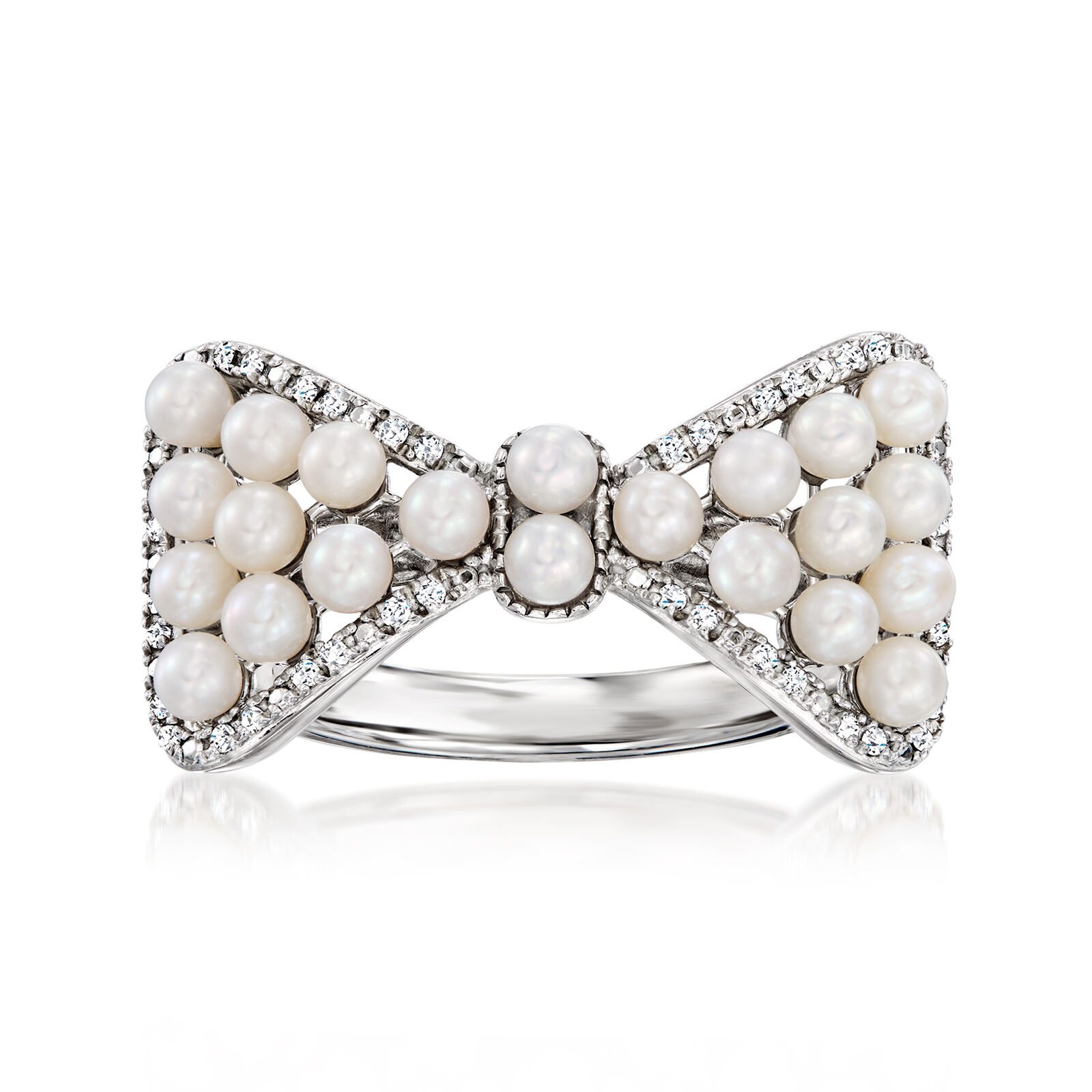 Sotiya Bow Pearl Ring Sterling Silver-Sotiya