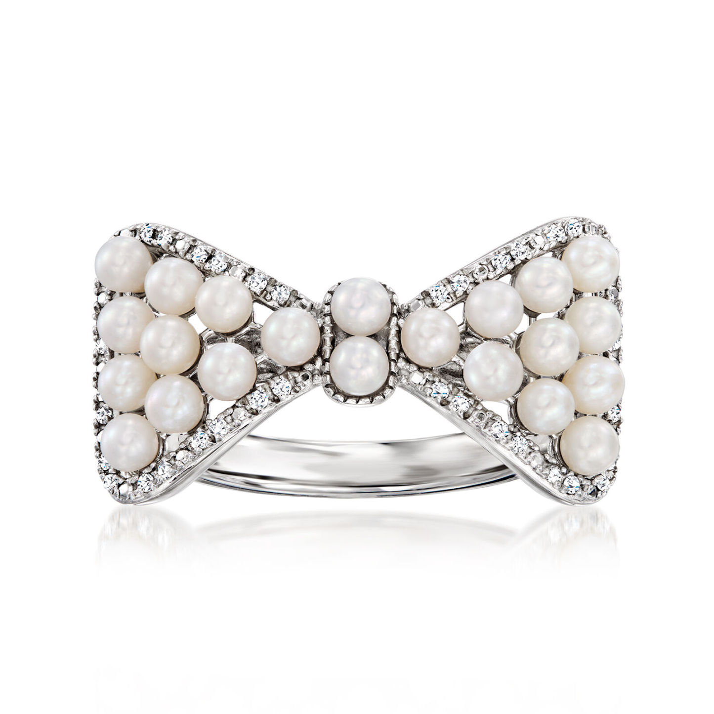 Sotiya Bow Pearl Ring Sterling Silver-Sotiya