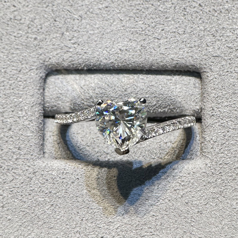 Sotiya Bypass 1ct Moissanite Heart Cut Engagement Ring Sterling Silver-Sotiya