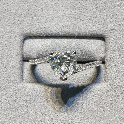 Sotiya Bypass 1ct Moissanite Heart Cut Engagement Ring Sterling Silver-Sotiya