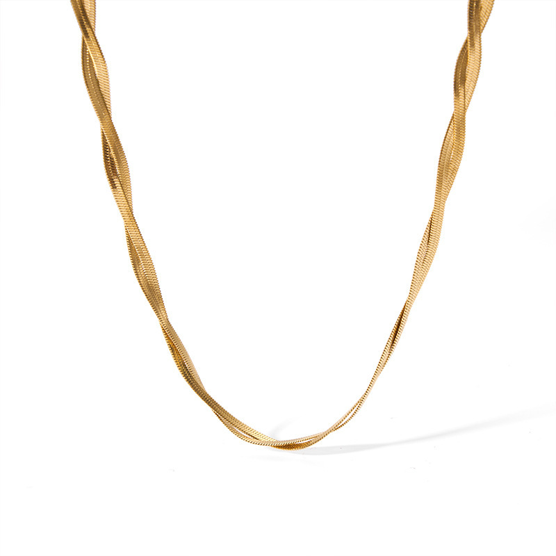 Sotiya Double Cross Omega Necklace Titanium Steel with Gold Plating-Sotiya