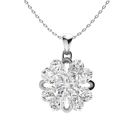 Sotiya Customizable 12 Birthstones Four Leaf Clover Flower Heart Cut Necklace Sterling Silver-Sotiya