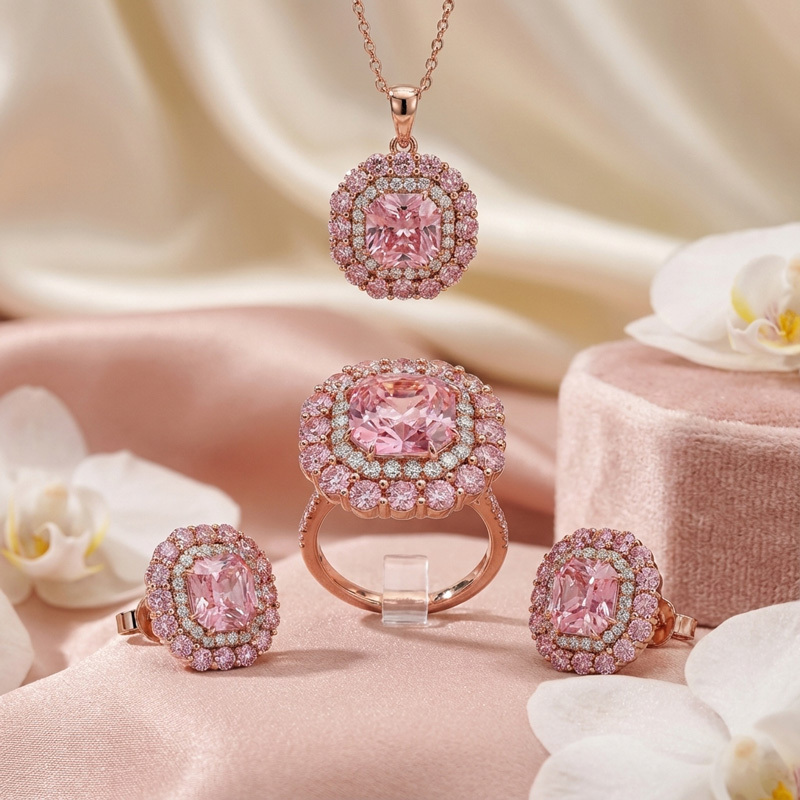 Sotiya Double Halo Amethyst Purple Asscher Cut Jewelry Set Sterling Silver-Sotiya