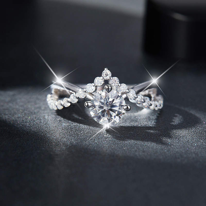 Sotiya Twist Shank Round Cut Moissanite Engagement Ring Sterling Silver-Sotiya