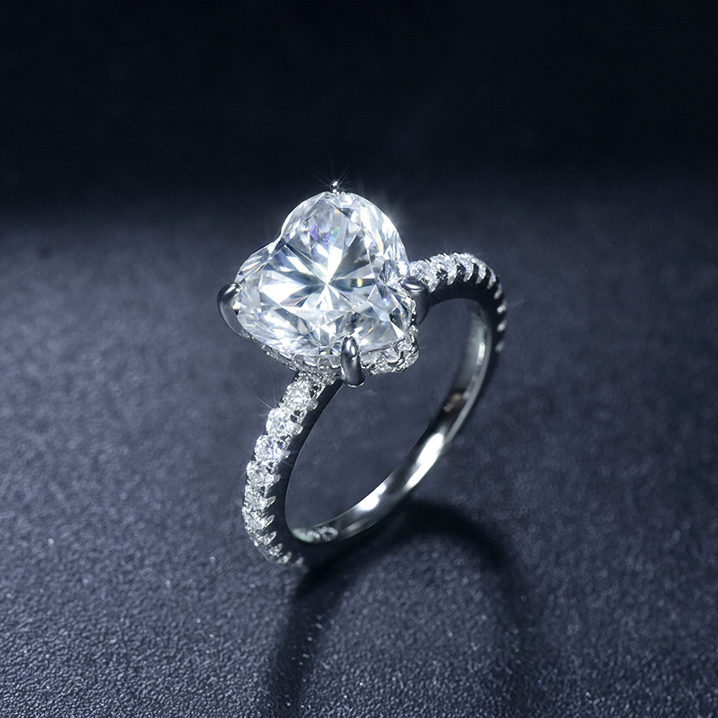 Sotiya Hidden Halo Heart Cut Moissanite Engagement Ring Sterling Silver-Sotiya