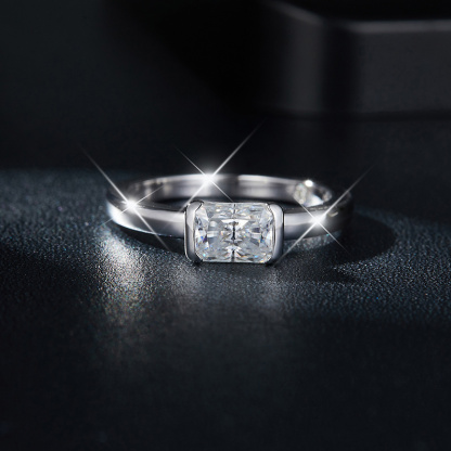 Sotiya Tension Set Radiant Cut Moissanite Engagement Ring Sterling Silver-Sotiya