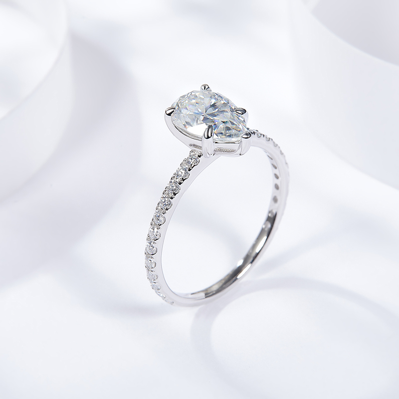 Sotiya Pear Cut Moissanite Engagement Ring Sterling Silver-Sotiya