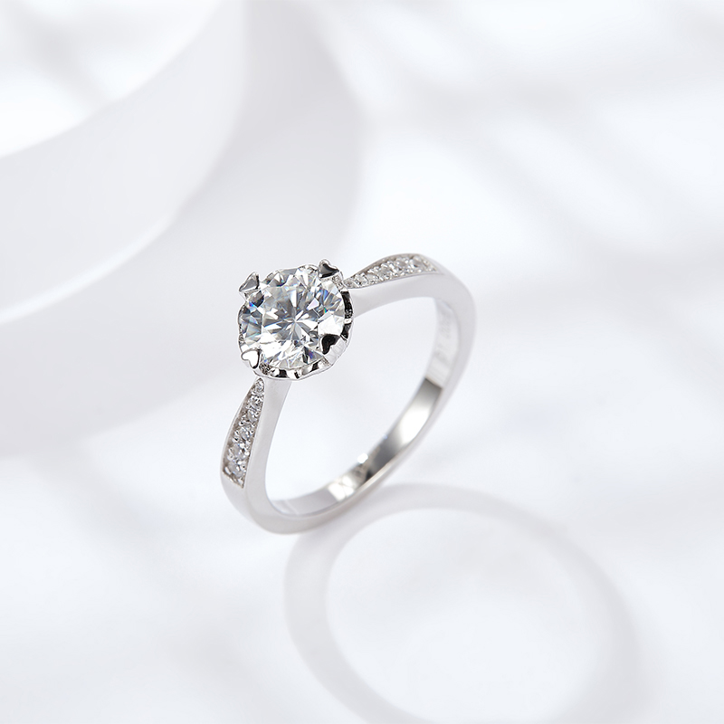 Sotiya Heart Design Round Cut Moissanite Engagement Ring Sterling Silver-Sotiya