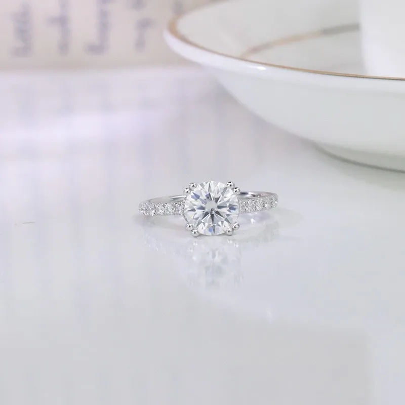 Sotiya Hidden Halo Round Cut Moissanite Engagement Ring Sterling Silver-Sotiya