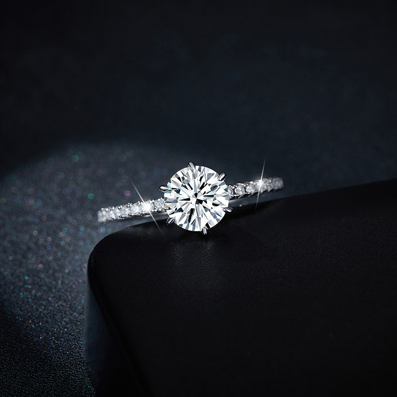 Sotiya 6 Prong Round Cut Moissanite Engagement Ring Sterling Silver-Sotiya