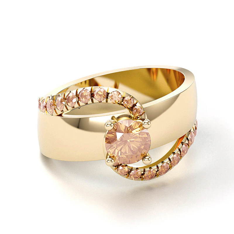 Sotiya Bypass Round Cut Cigar Coffee Engagement Ring Sterling Silver