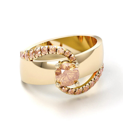 Sotiya Bypass Round Cut Cigar Coffee Engagement Ring Sterling Silver