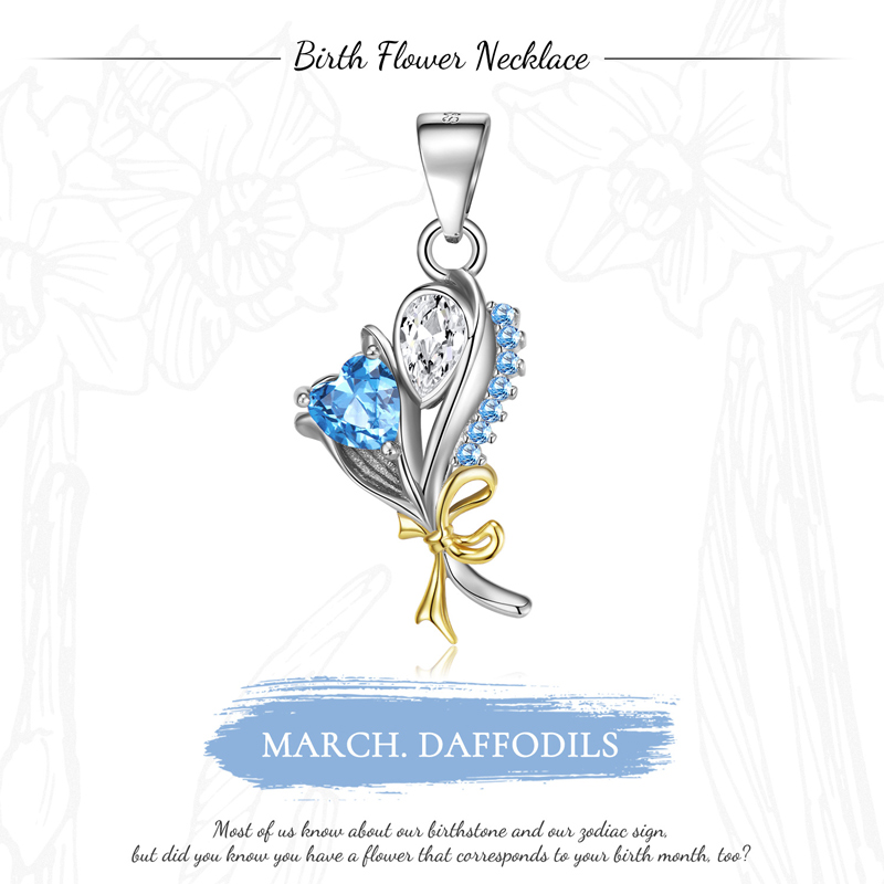 Sotiya Personalized 12 Birthstones Birth Month Flower Necklace Sterling Silver-Sotiya