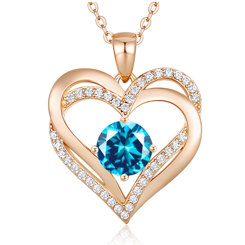 Sotiya 12 Birthstones Intertwined Heart Round Cut Necklace Sterling Silver-Sotiya