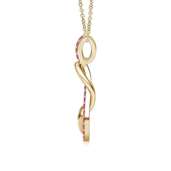 Sotiya Hot Pink Sapphire Infinity Knot with Puffed Heart Pendant Necklace Sterling Silver-Sotiya