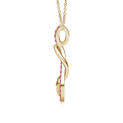 Sotiya Hot Pink Sapphire Infinity Knot with Puffed Heart Pendant Necklace Sterling Silver-Sotiya