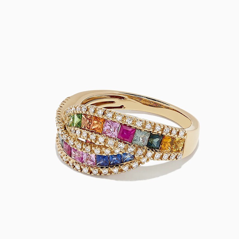 Sotiya Multi Colored Princess Cut Women's Wedding Ring Sterling Silver-Sotiya