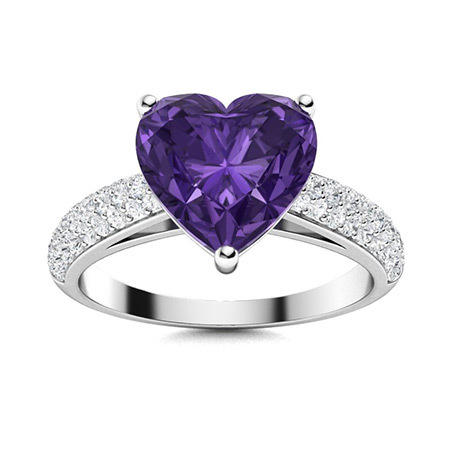 Sotiya Customizable 12 Birthstone Curved Pave Heart-Cut London Blue Topaz Engagement Ring Sterling Silver-Sotiya