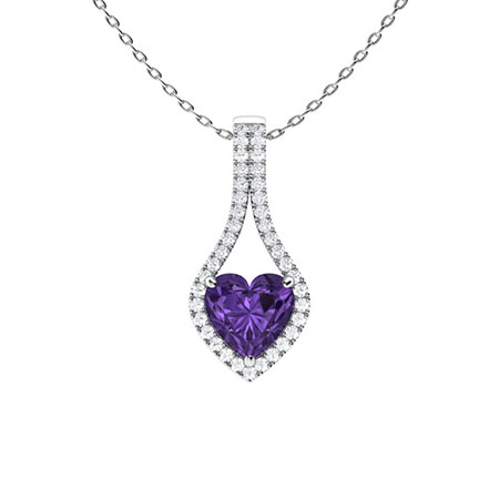 Sotiya Customizable 12 Birthstone Heart Cut Necklace Sterling Silver-Sotiya