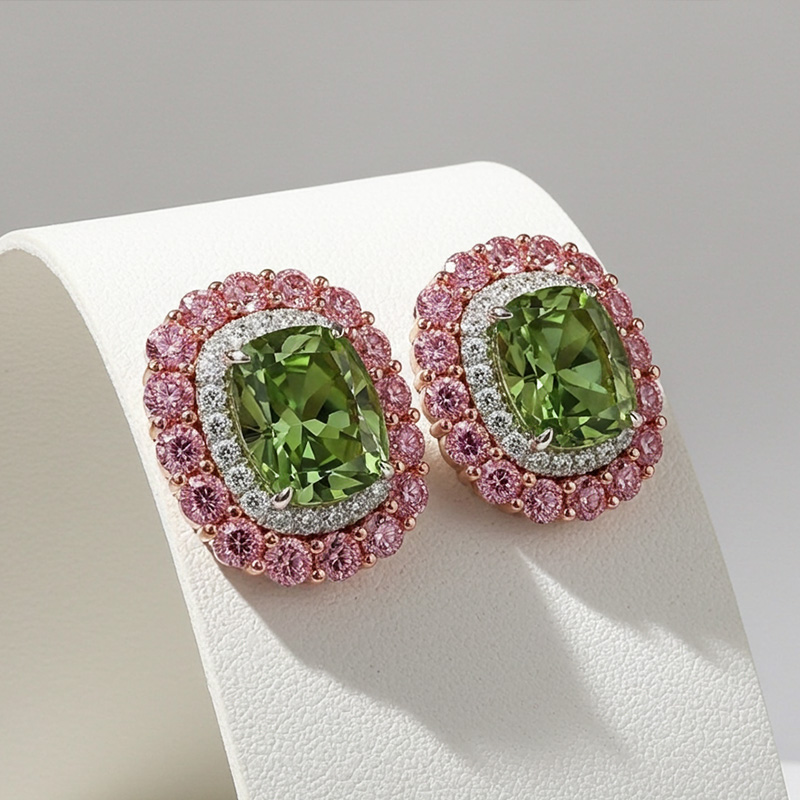 Sotiya Double Halo Cushion Cut Stud Earrings Sterling Silver-Sotiya