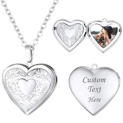 Sotiya Personalized Photo Heart-shaped Locket Necklace Stainless Steel-Sotiya