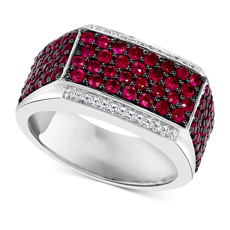 Sotiya Hot Pink Unisex Men's Ring Sterling Silver-Sotiya