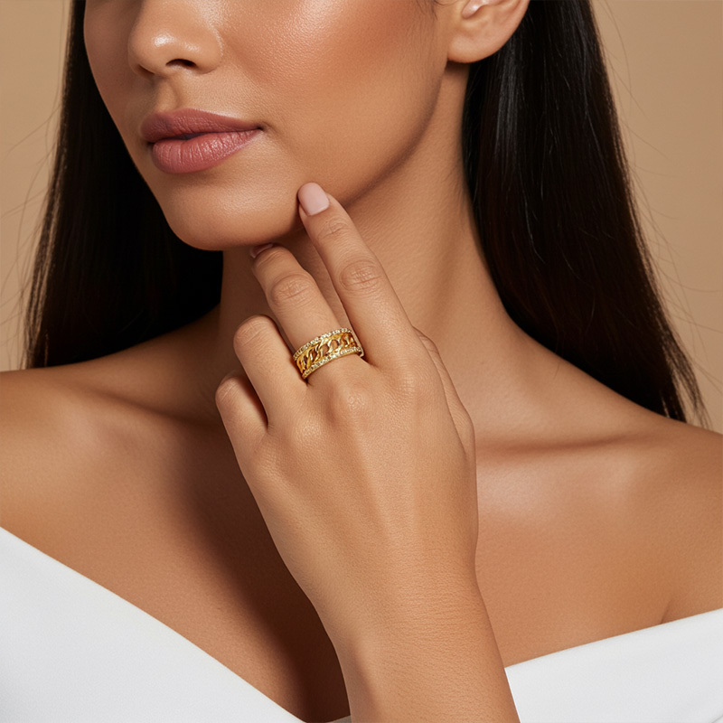 Sotiya Chain Link Coffee Women's Wedding Ring Sterling Silver-Sotiya