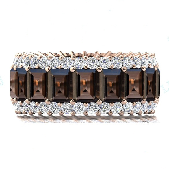 Sotiya Chocolate Emerald Cut Eternity Ring Sterling Silver-Sotiya